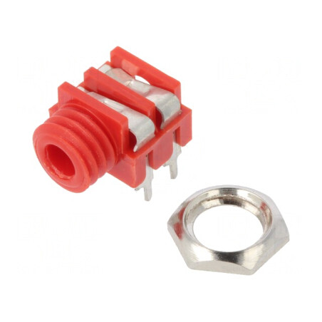 Soclu Jack 3,5mm Mono 90° THT Roșu | Electronic-mag.ro | Componente Electronice