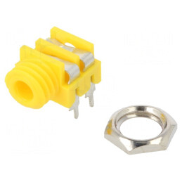 Soclu Jack 3,5mm Mono Galben 90° THT | Electronic-mag.ro | Componente Electronice