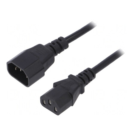 Cablu Alimentare 1,8m IEC C13-C14 Negru 10A | Electronic-mag.ro | Componente Electronice