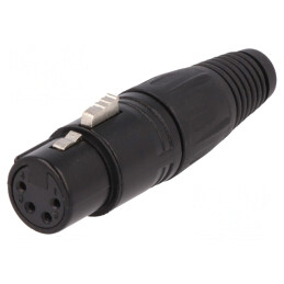Mufă XLR Mamă 4 Pin Lipire Argintat Neagră | Electronic-mag.ro | Componente Electronice