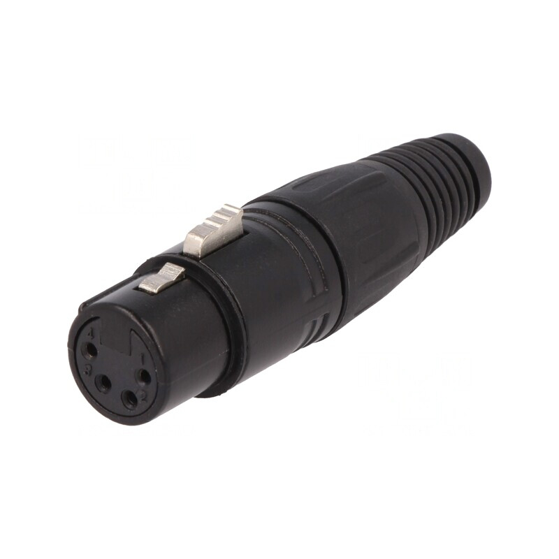 Mufă XLR Mamă 4 Pin Lipire Argintat Neagră | Electronic-mag.ro | Componente Electronice