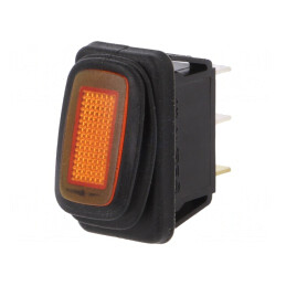 Comutator Rocker ON-OFF 16A 12V Portocaliu LED 12V IP65 | Electronic-mag.ro | Componente Electronice