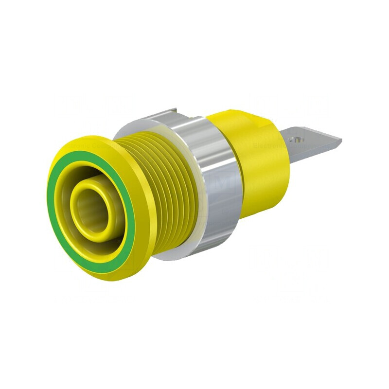 Soclu Banană 4mm 32A 1kV Galben-Verde | Electronic-mag.ro | Componente Electronice