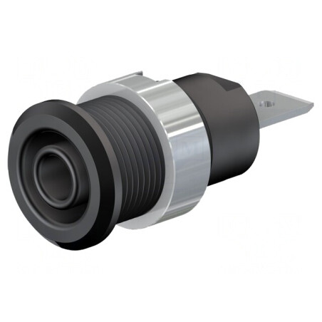 Soclu Banană 4mm 32A 1kV Negru Nichelat | Electronic-mag.ro | Componente Electronice