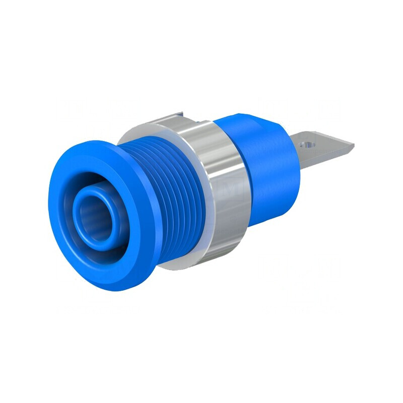 Soclu banană 4mm 32A 1kV albastru nichelat | Electronic-mag.ro | Componente Electronice