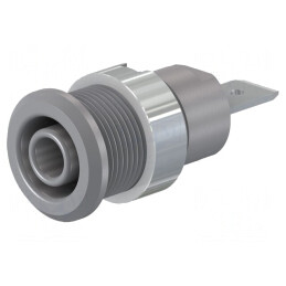 Soclu Banană 4mm 32A 1kV Gri Nichelat | Electronic-mag.ro | Componente Electronice
