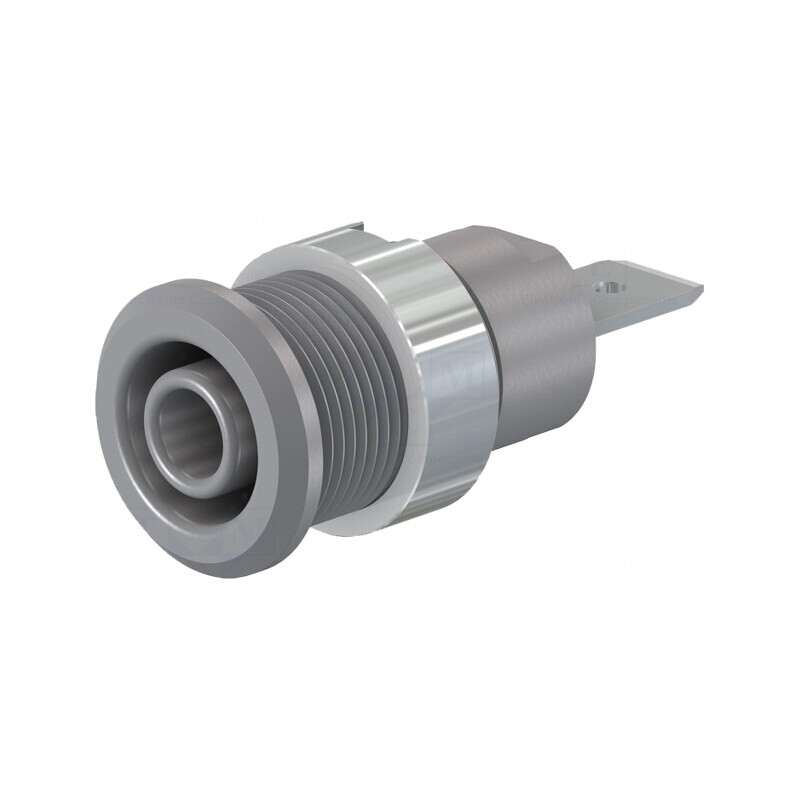 Soclu Banană 4mm 32A 1kV Gri Nichelat | Electronic-mag.ro | Componente Electronice