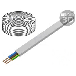 Cablu electric plat alb 3x1.5mm 100m | Electronic-mag.ro | Componente Electronice