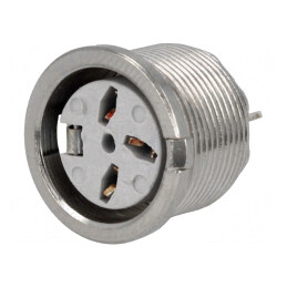 Soclu DIN mamă 3 PIN 180° THT 34V 2A argintat | Electronic-mag.ro | Componente Electronice