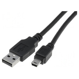 Cablu USB 2.0 A-B Mini 3m Negru | Electronic-mag.ro | Componente Electronice