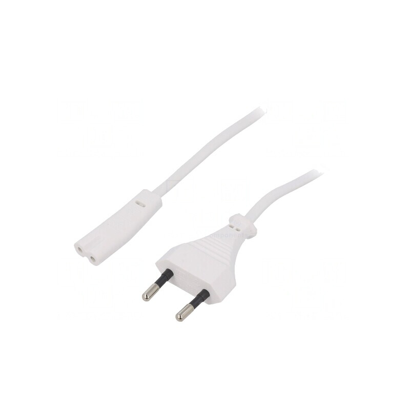 Cablu de Alimentare Alb 1.8m 2x0.5mm2 CEE 7/16 la IEC C7 | Electronic-mag.ro | Componente Electronice Cablu de Alimentare Alb 1.8m 2x0.5mm2 CEE 7/16 la IEC C7 | Electronic-mag.ro | Componente Electronice