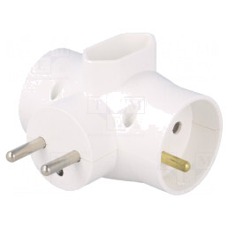 Conector Alimentare AC Splitter Alb 3x Soclu | Electronic-mag.ro | Componente Electronice