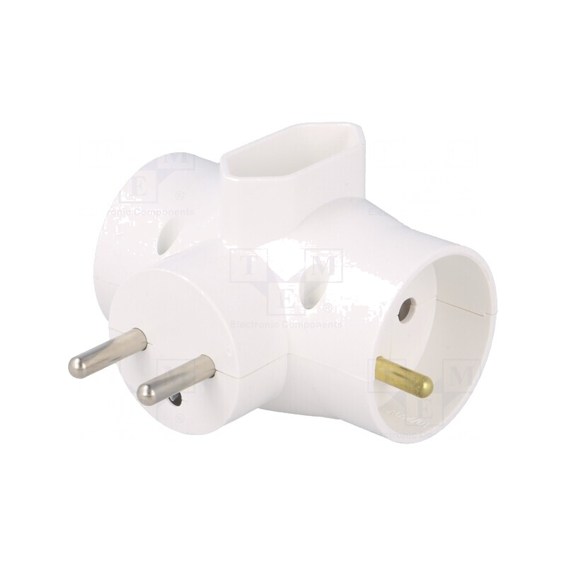 Conector Alimentare AC Splitter Alb 3x Soclu | Electronic-mag.ro | Componente Electronice