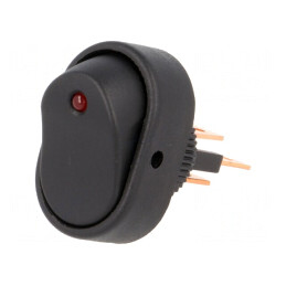 Comutator Basculant ON-OFF 15A/24VDC cu LED Negru | Electronic-mag.ro | Componente Electronice