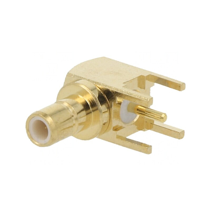 Soclu SMB Mamă 90° THT PCB PTFE Aurit | Electronic-mag.ro | Componente Electronice