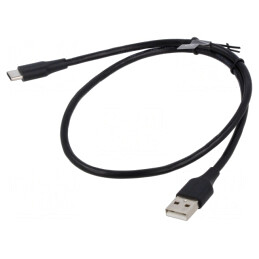 Cablu USB 2.0 A la C 2m Negru 3A