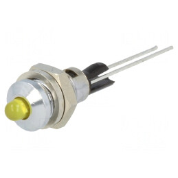 Lampa LED Convex Galbenă Ø6mm pentru PCB Alamă | Electronic-mag.ro | Componente Electronice