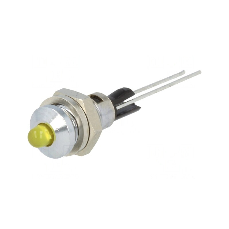 Lampa LED Convex Galbenă Ø6mm pentru PCB Alamă | Electronic-mag.ro | Componente Electronice