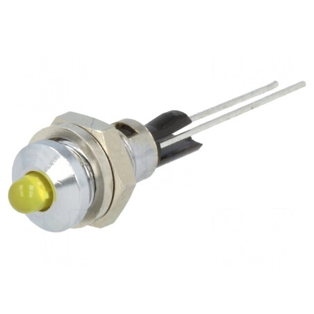 Lampa LED Convex Galbenă Ø6mm pentru PCB Alamă | Electronic-mag.ro | Componente Electronice