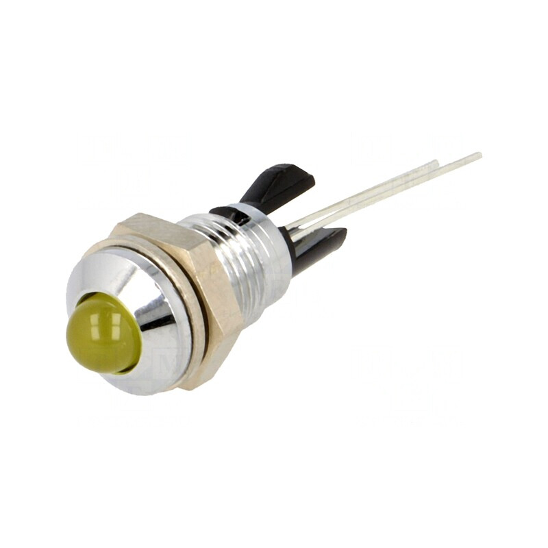 Lampa LED convex galbenă Ø8mm pentru PCB | Electronic-mag.ro | Componente Electronice