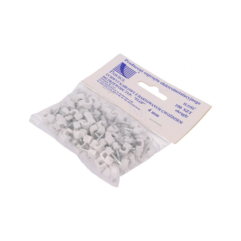 Suport Cablu Rotund Alb 4mm - 100 Bucăți | Electronic-mag.ro | Componente Electronice