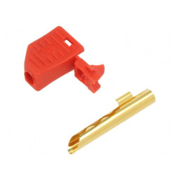 Mufă Banană 4mm Roșie Aurită 19A | Electronic-mag.ro | Componente Electronice