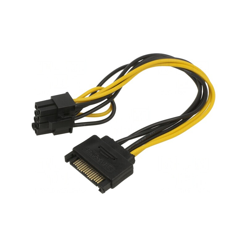 Cablu Alimentare SATA PCIe 8pin Mamă la SATA 15pin Tată 0,2m | Electronic-mag.ro | Componente Electronice