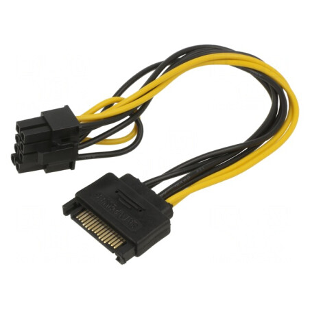 Cablu Alimentare SATA PCIe 8pin Mamă la SATA 15pin Tată 0,2m | Electronic-mag.ro | Componente Electronice