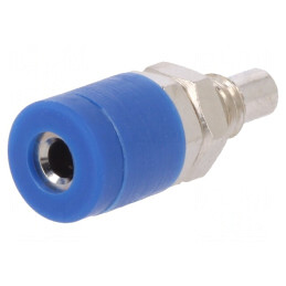 Soclu Banană 2mm Albastru cu Izolație 10A 33VAC 70VDC | Electronic-mag.ro | Componente Electronice