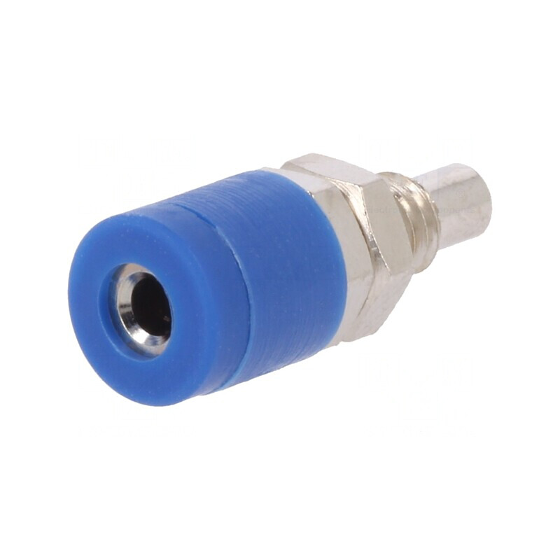 Soclu Banană 2mm Albastru cu Izolație 10A 33VAC 70VDC | Electronic-mag.ro | Componente Electronice