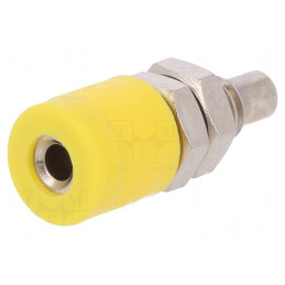 Soclu Banană 2mm Galben 10A 33VAC 70VDC Izolat | Electronic-mag.ro | Componente Electronice