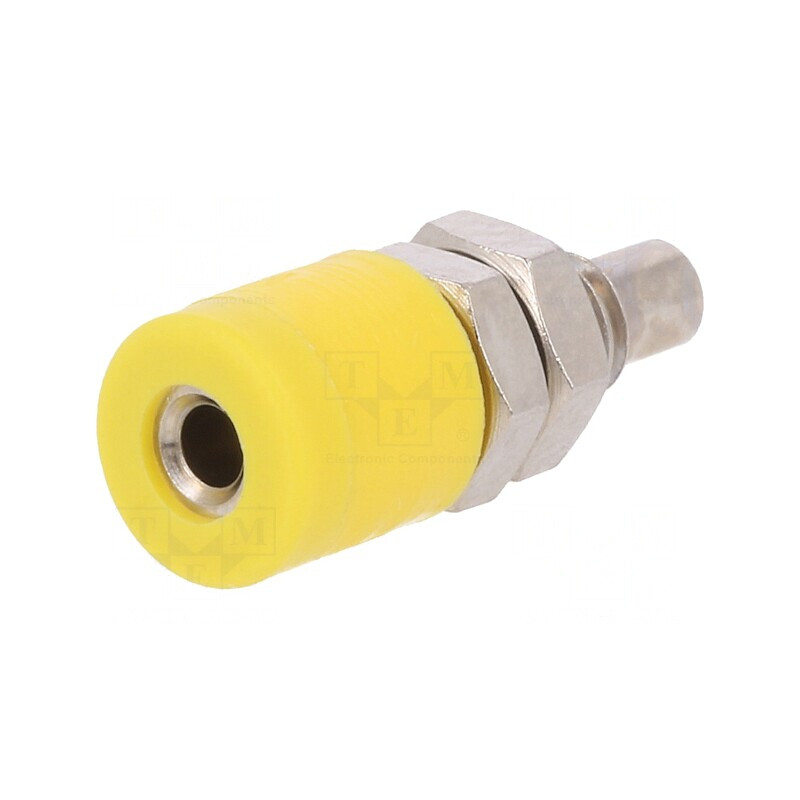 Soclu Banană 2mm Galben 10A 33VAC 70VDC Izolat | Electronic-mag.ro | Componente Electronice
