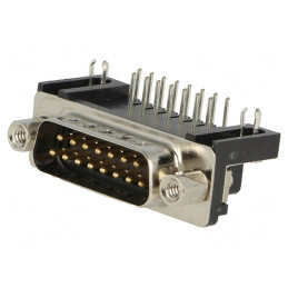 Conector D-Sub 15-Pin Soclu Tată 90° THT 5A