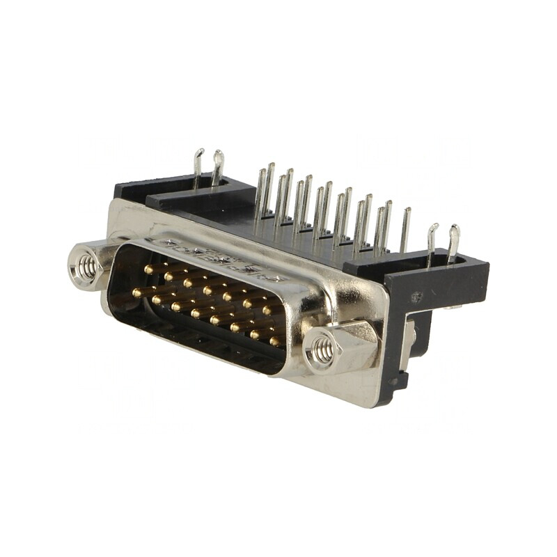 Conector D-Sub 15-Pin Soclu Tată 90° THT 5A | Electronic-mag.ro | Componente Electronice
