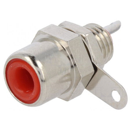 Soclu RCA Mamă Drept Nichelat Roșu | Electronic-mag.ro | Componente Electronice