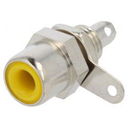 Soclu RCA Mamă Lipire Alamă Nichelat Galben | Electronic-mag.ro | Componente Electronice