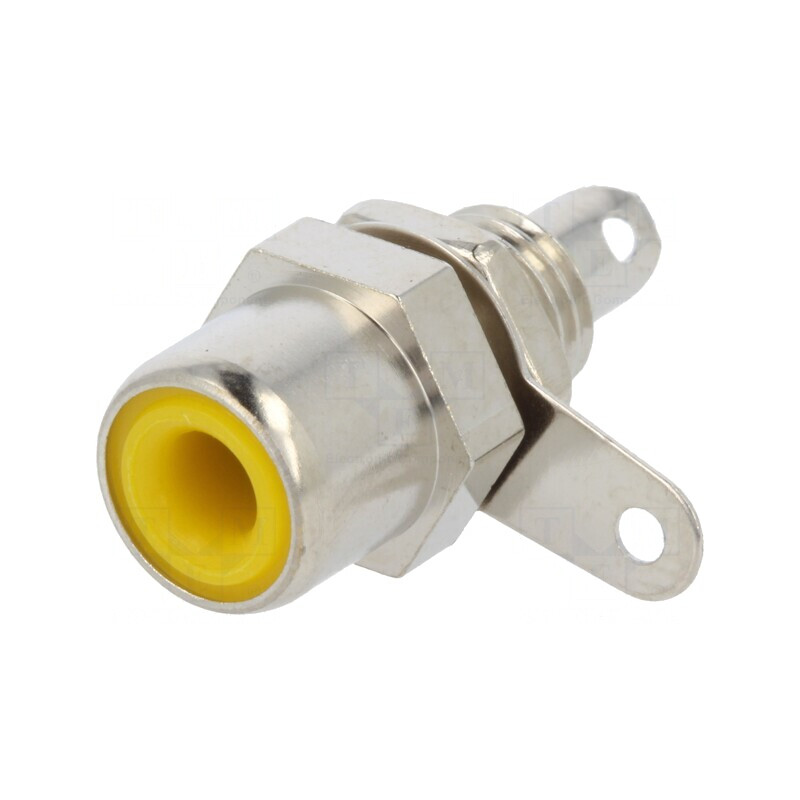 Soclu RCA Mamă Lipire Alamă Nichelat Galben | Electronic-mag.ro | Componente Electronice