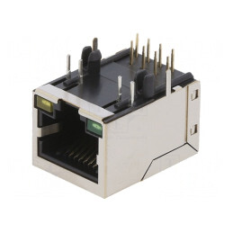 Soclu RJ45 8P8C Aurit pentru PCB THT | Electronic-mag.ro | Componente Electronice