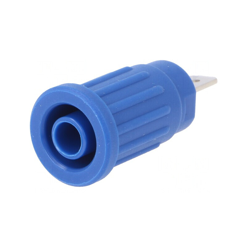 Soclu banană albastră 4mm 24A 1kV nichelat | Electronic-mag.ro | Componente Electronice