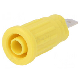 Soclu banană galben 4mm 24A 1kV nichelat | Electronic-mag.ro | Componente Electronice