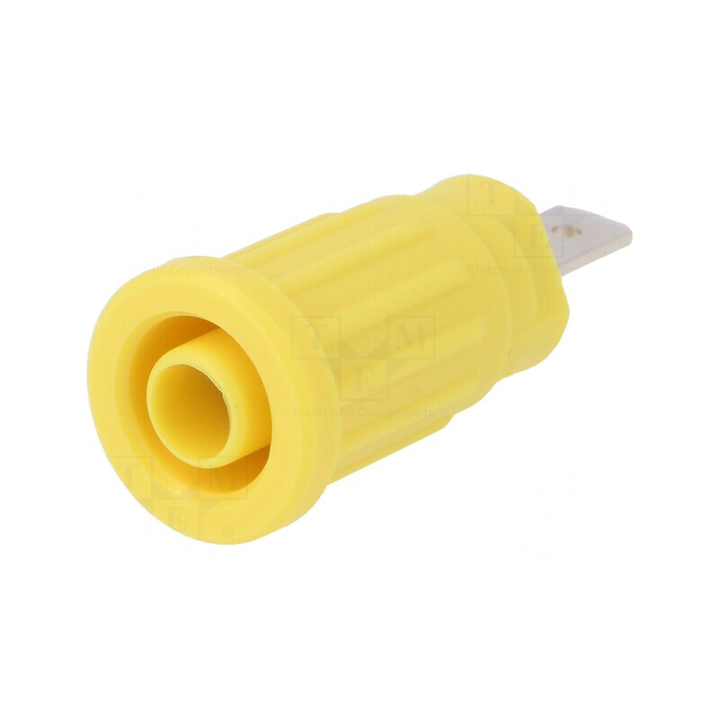 Soclu banană galben 4mm 24A 1kV nichelat | Electronic-mag.ro | Componente Electronice