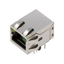 Soclu RJ45 ecranat cu LED 8p8c THT | Electronic-mag.ro | Componente Electronice