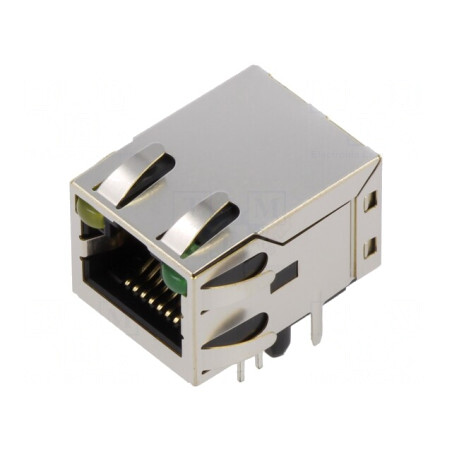Soclu RJ45 ecranat cu LED 8p8c THT | Electronic-mag.ro | Componente Electronice