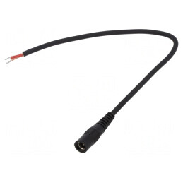 Cablu 1x1mm2 DC 5,5/2,1 Soclu Negru 0,25m