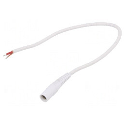 Cablu Alb 1x1mm2 DC 5.5/2.5 Soclu Drept 0.25m | Electronic-mag.ro | Componente Electronice
