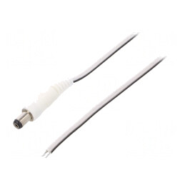 Cablu Alimentare Alb 1,5m 2x0,5mm2 DC 5,5/1,7 | Electronic-mag.ro | Componente Electronice
