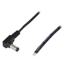 Cablu Alimentare DC Negru 1,46m 2x0,5mm2 Mufă Unghi 5,5/2,5 | Electronic-mag.ro | Componente Electronice