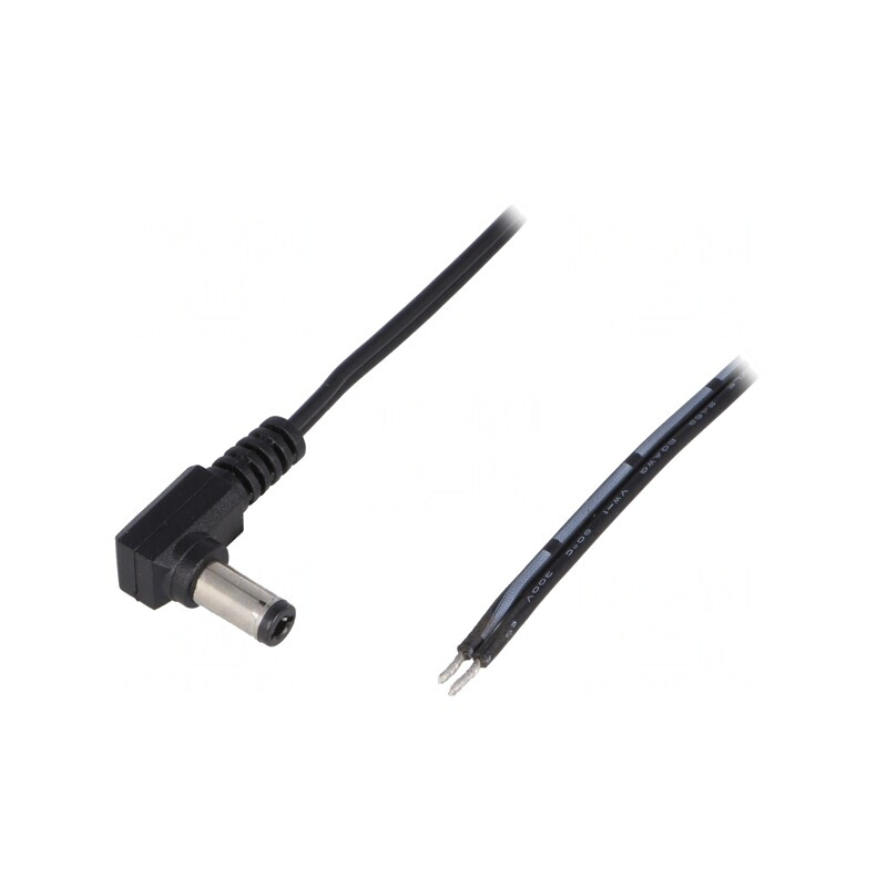 Cablu Alimentare DC Negru 1,46m 2x0,5mm2 Mufă Unghi 5,5/2,5 | Electronic-mag.ro | Componente Electronice