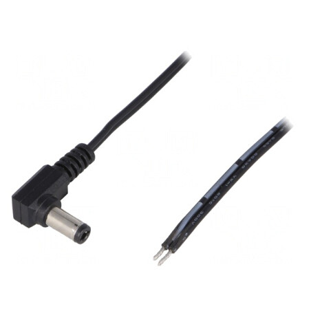 Cablu Alimentare DC Negru 1,46m 2x0,5mm2 Mufă Unghi 5,5/2,5 | Electronic-mag.ro | Componente Electronice
