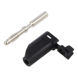 Mufă banană 4mm 16A neagră cablu max 4mm | Electronic-mag.ro | Componente Electronice